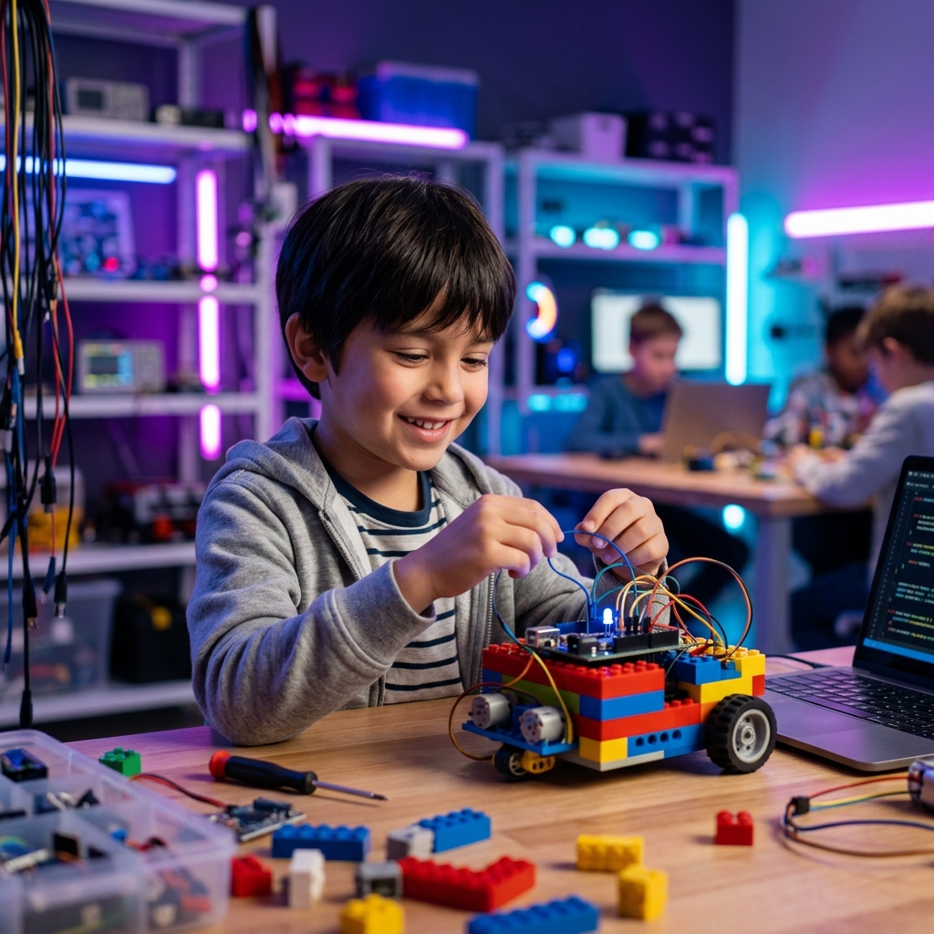 Junior robotics student